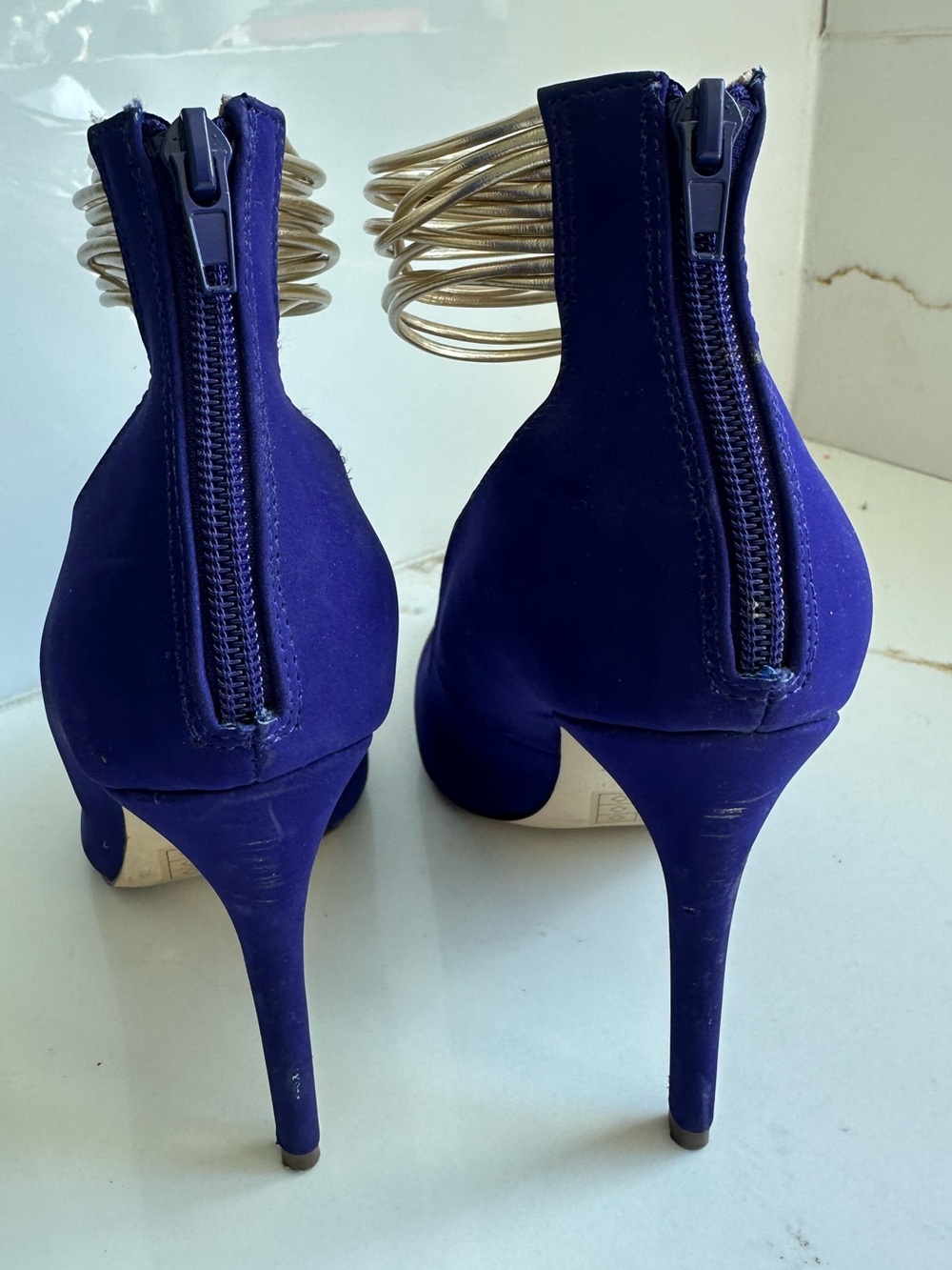 Call it Spring Purple Stiletto Pumps with Gold Ankle Wrap 6.5 - Picture 3 of 7